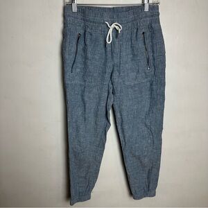 Athleta Chambray Linen Joggers with Drawstring Women's Size 4 Petite Light blue